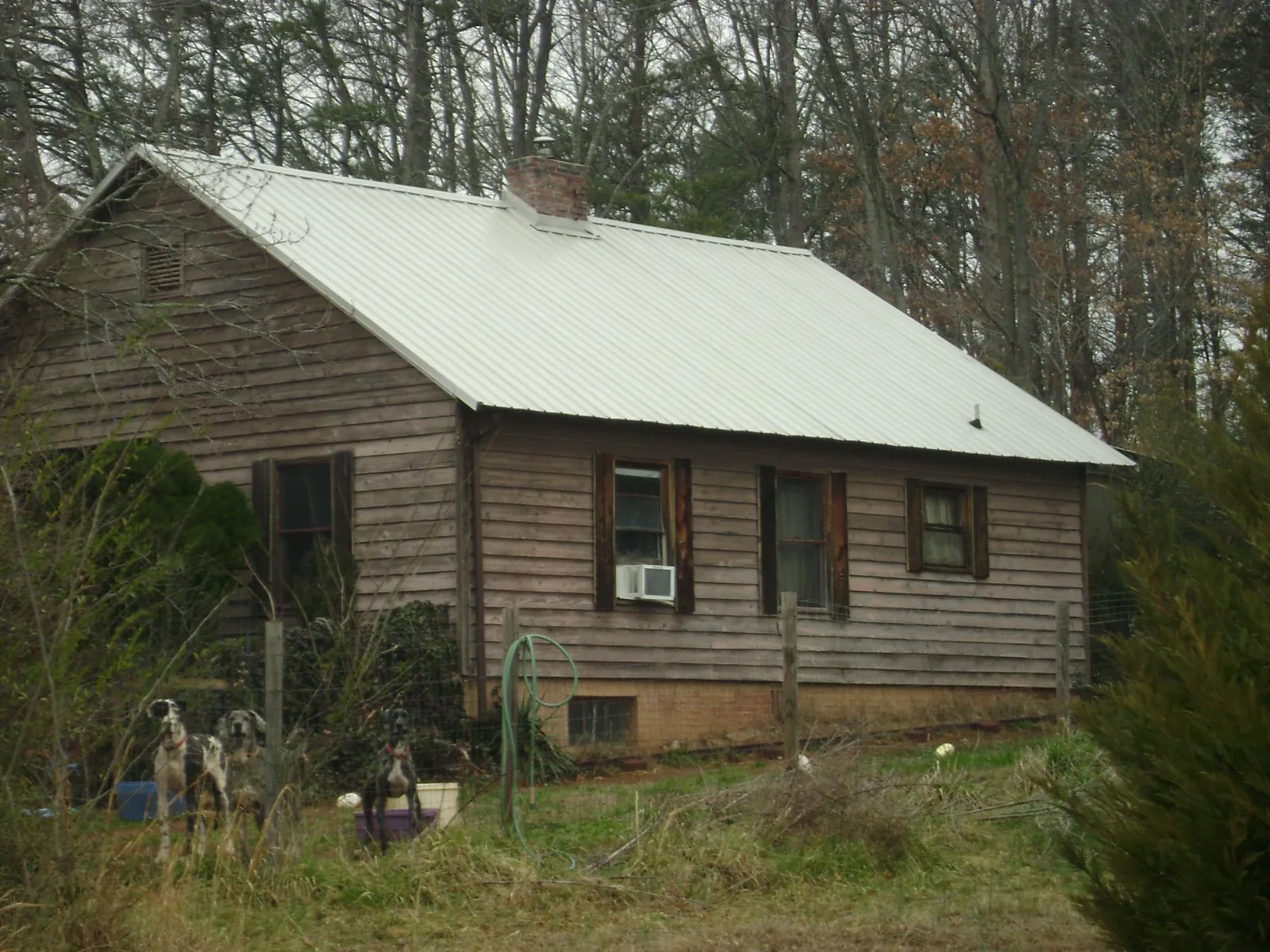 White metal roof on an old wood sided farmhouse, from a Metal Roof Installation job in South Thomaston